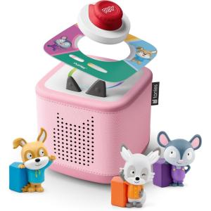 Toniebox 2 Audio Player Bundle for Kids 3+ with Lalalinos Akio, Cosmo, Scout Figurines and Tonieplay Game & Controller – Sunset Red(Cloud Pink)