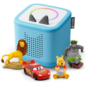 Toniebox 2 Audio Player Disney Bundle for Kids 3+ with Lightning McQueen, Simba, Winnie The Pooh, and Baloo – Sunset Red(Sky Blue)