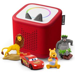 Toniebox 2 Audio Player Disney Bundle for Kids 3+ with Lightning McQueen, Simba, Winnie The Pooh, and Baloo – Sunset Red(Sunset Red)