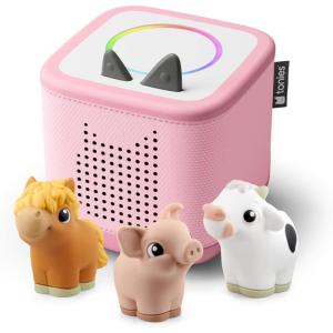 Toniebox 2 My First Farm Bundle for Kids 1+ with Soft and Squeezable Cow, Horse, and Pig – Sunset Red(Cloud Pink)