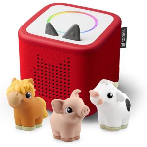 Toniebox 2 My First Farm Bundle for Kids 1+ with Soft and Squeezable Cow, Horse, and Pig – Sunset Red(Sunset Red)