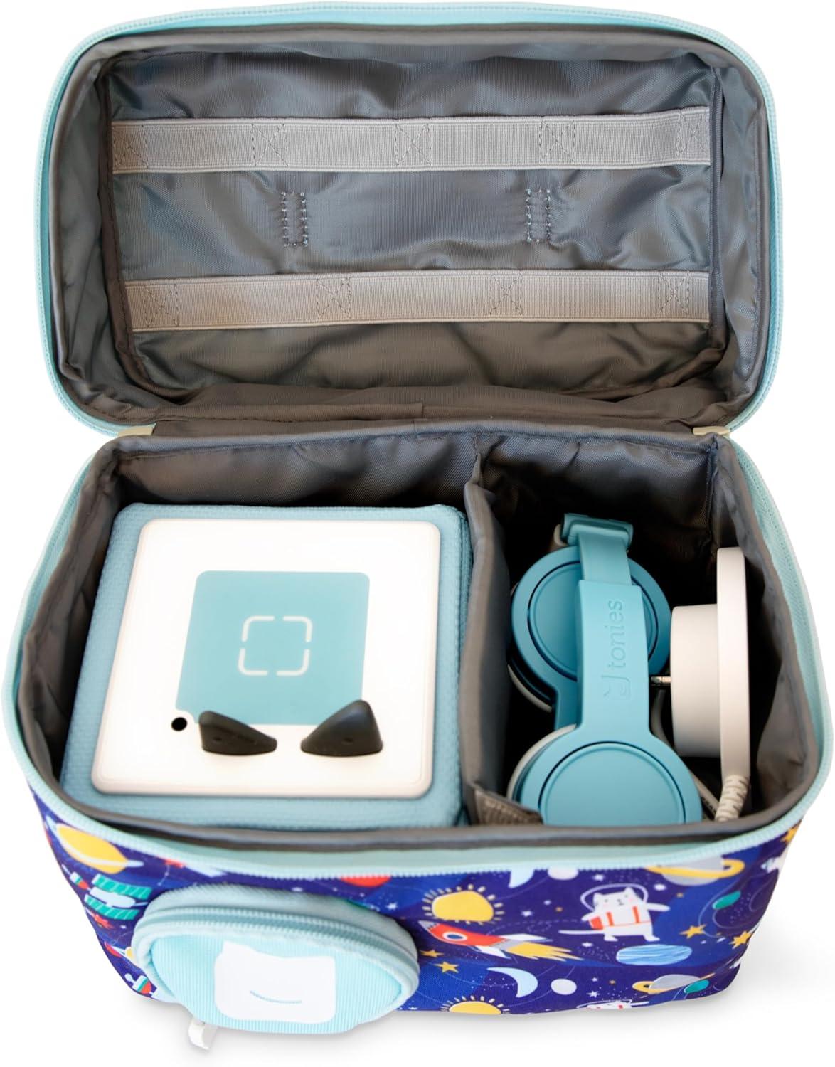 image:imageTonies Listen amp Go Travel Bag Secure Protection for your Toniebox Headphones Charging Station and 7 Characters Over the RainbowBlue Stargazing